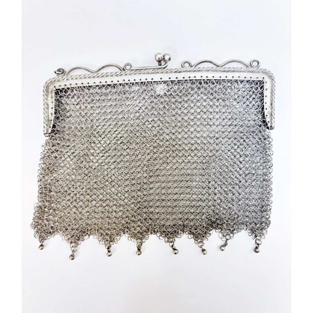 Antique Sterling Silver Mesh Purse Missing Handle